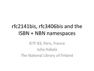 r fc2141bis, rfc3406bis and the ISBN + NBN namespace s