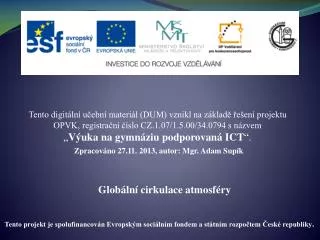 glob ln cirkulace atmosf ry