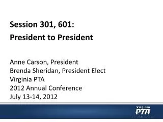 Session 301, 601: President to President Anne Carson, President