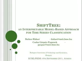 ShiftTree : an Interpretable Model-Based Approach for Time Series Classification