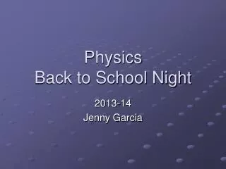 physics back to school night