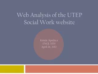 Web Analysis of the UTEP Social Work website