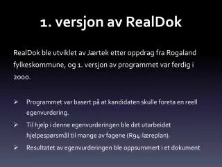 1 versjon av realdok