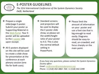 E-POSTER GUIDELINES The 32st International Conference of the System Dynamics Society