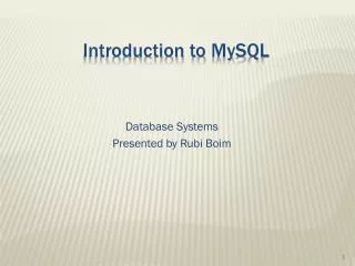 Introduction to MySQL
