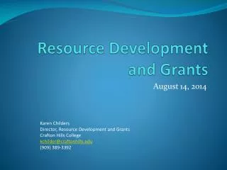 Resource Development and Grants