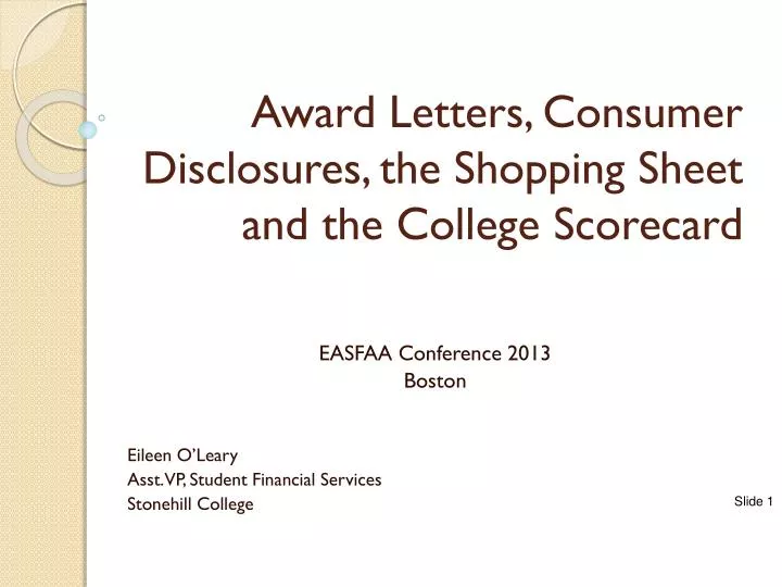 award letters consumer disclosures the shopping sheet and the college scorecard