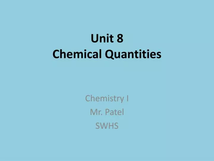 unit 8 chemical quantities