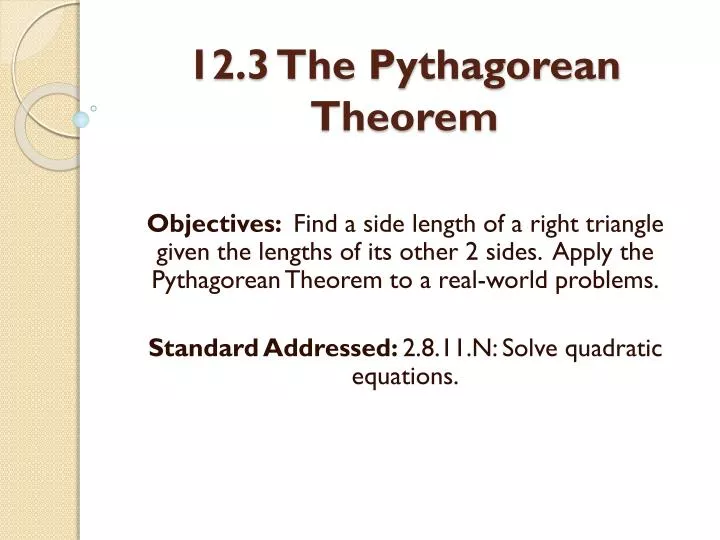 12 3 the pythagorean theorem
