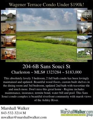 204-6B Sans Souci St Charleston ~ MLS# 1323284 ~ $183,000