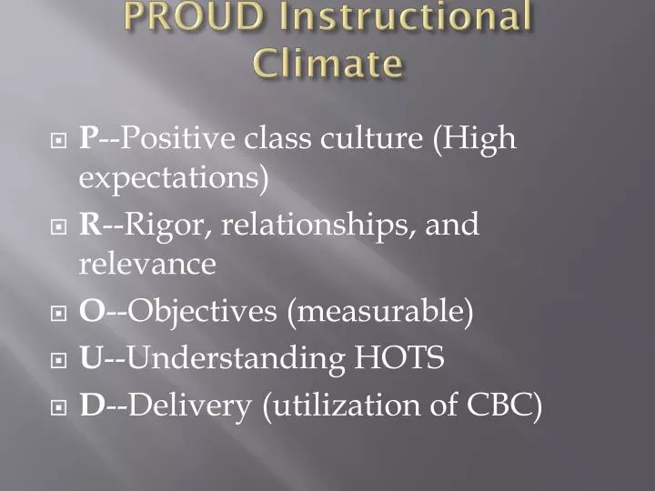 proud instructional climate