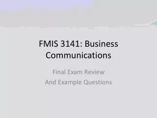 FMIS 3141: Business Communications