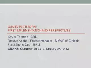 CUAHSI In EthiOpia : First Implementation and perspectiveS