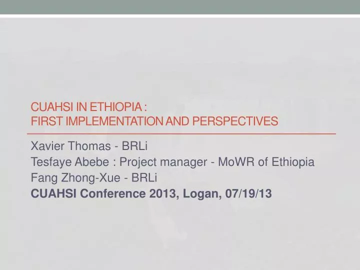 cuahsi in ethiopia first implementation and perspectives