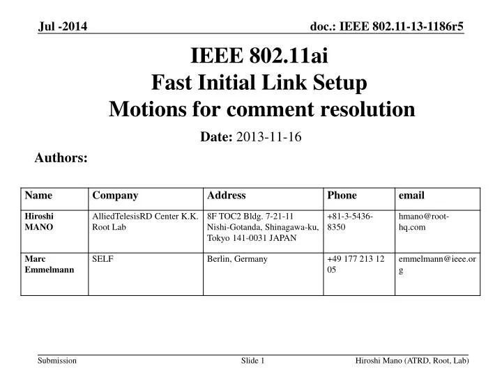 ieee 802 11ai fast initial link setup motions for comment resolution