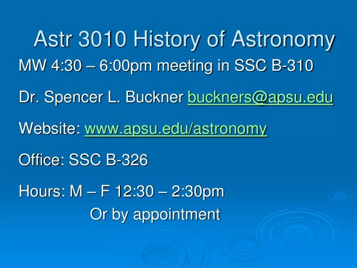 astr 3010 history of astronomy