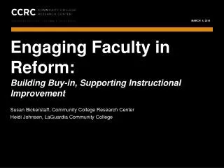 Engaging Faculty in Reform:
