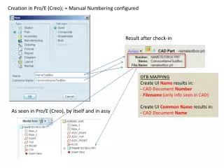 Creation in Pro/E (Creo ); = Manual Numbering configured