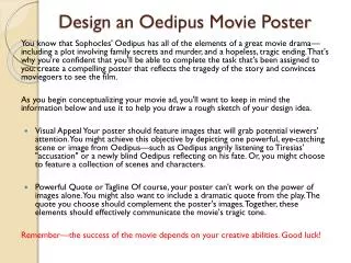Design an Oedipus Movie Poster