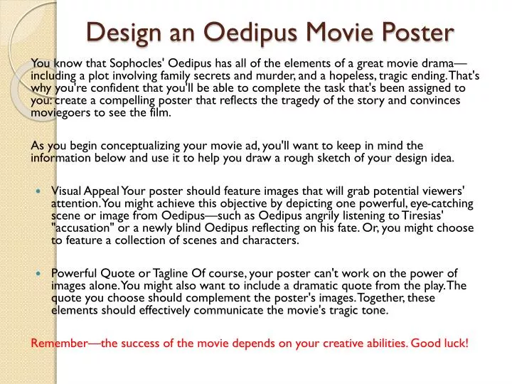 design an oedipus movie poster