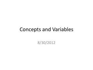 Concepts and Variables