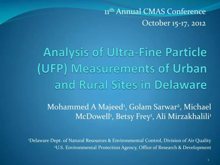 analysis of ultra fine particle ufp measurements of urban and rural sites in delaware