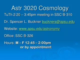 Astr 3020 Cosmology