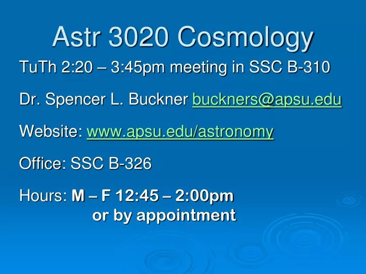 astr 3020 cosmology