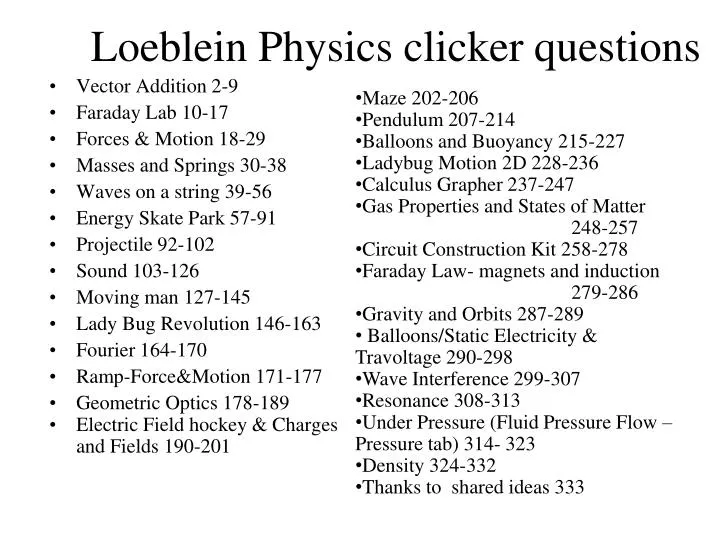 loeblein physics clicker questions
