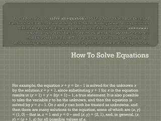 How To Solve Equations
