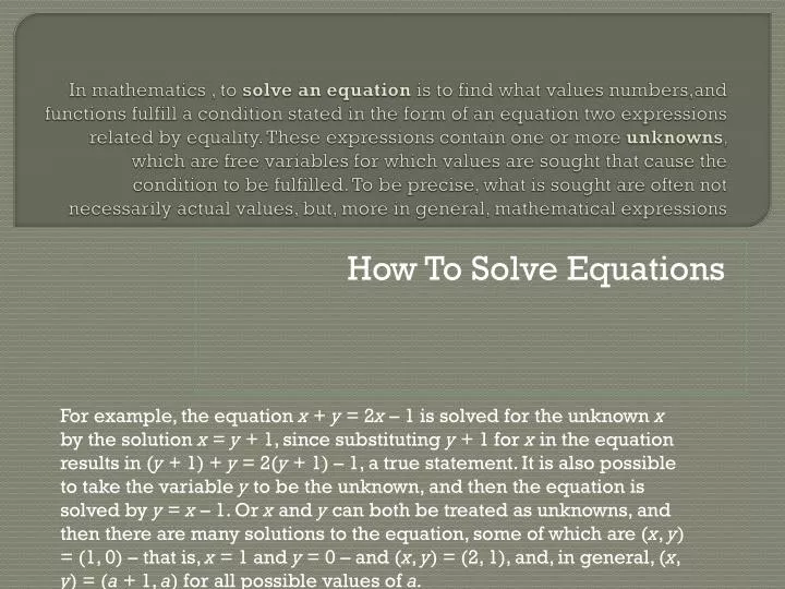 how to solve equations