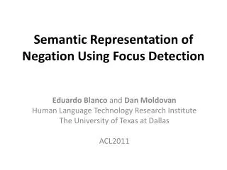 semantic representation of negation using focus detection