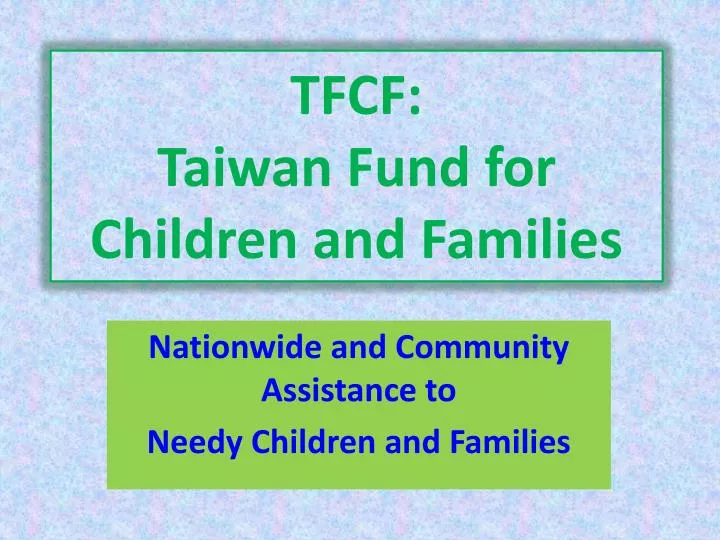 tfcf taiwan fund for children and families