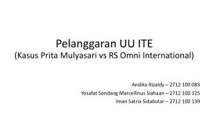 pelanggaran uu ite kasus prita mulyasari vs rs omni international