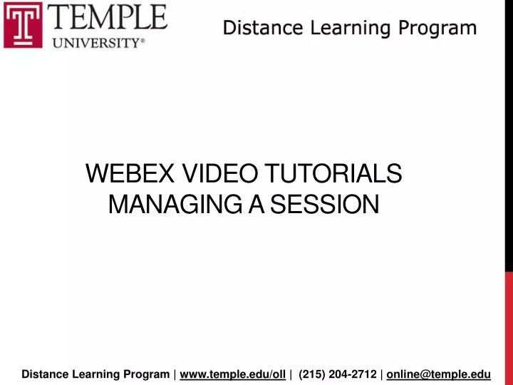 webex video tutorials managing a session
