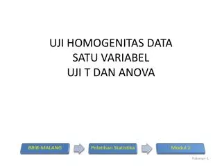 uji homogenitas data satu variabel uji t dan anova