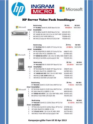 HP Server Value Pack bundlingar