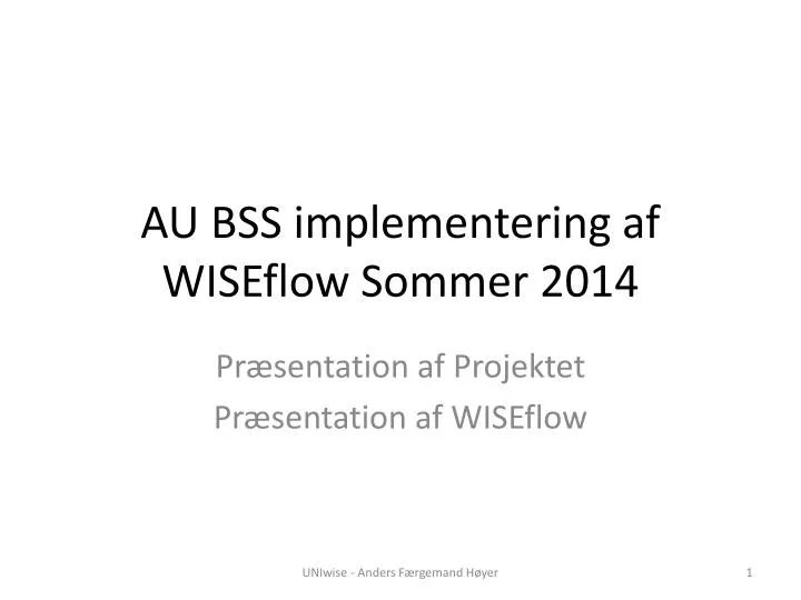 au bss implementering af wiseflow sommer 2014