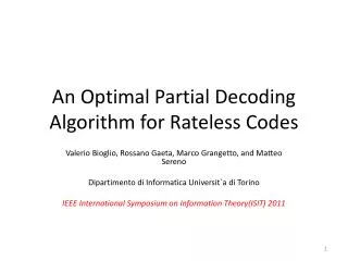 An Optimal Partial Decoding Algorithm for Rateless Codes