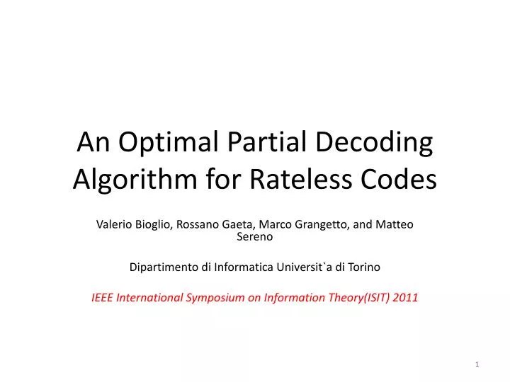 an optimal partial decoding algorithm for rateless codes