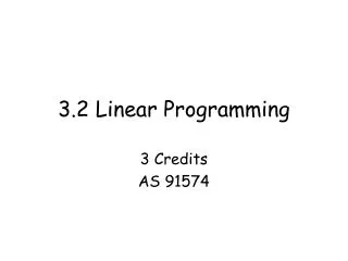 3.2 Linear Programming