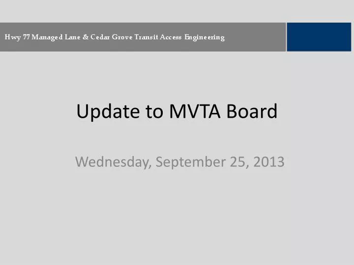 update to mvta board