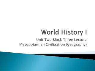 world history i