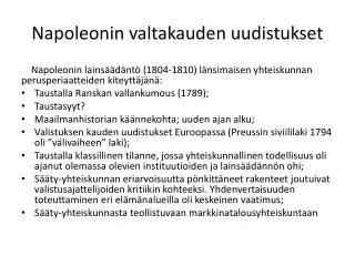 napoleonin valtakauden uudistukset