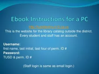 Ebook Instructions for a PC