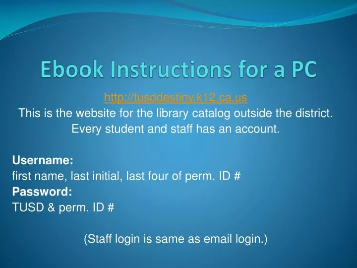 ebook instructions for a pc