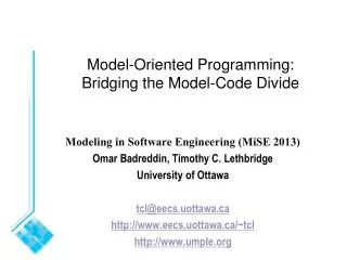 Model -Oriented Programming: Bridging the Model-Code Divide
