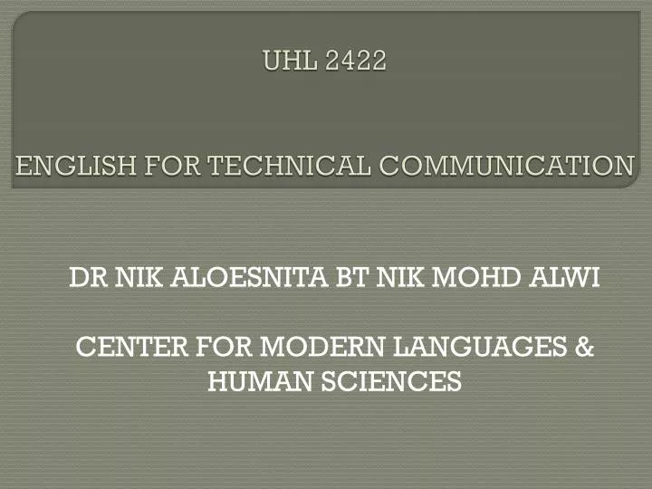 uhl 2422 english for technical communication