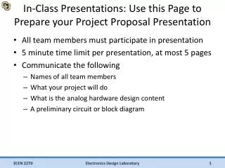 In-Class Presentations: Use this Page to Prepare your Project Proposal Presentation