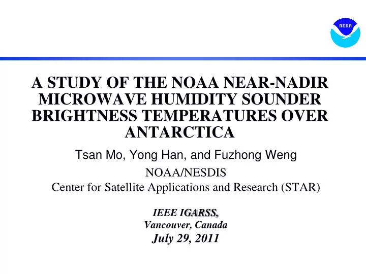 a study of the noaa near nadir microwave humidity sounder brightness temperatures over antarctica